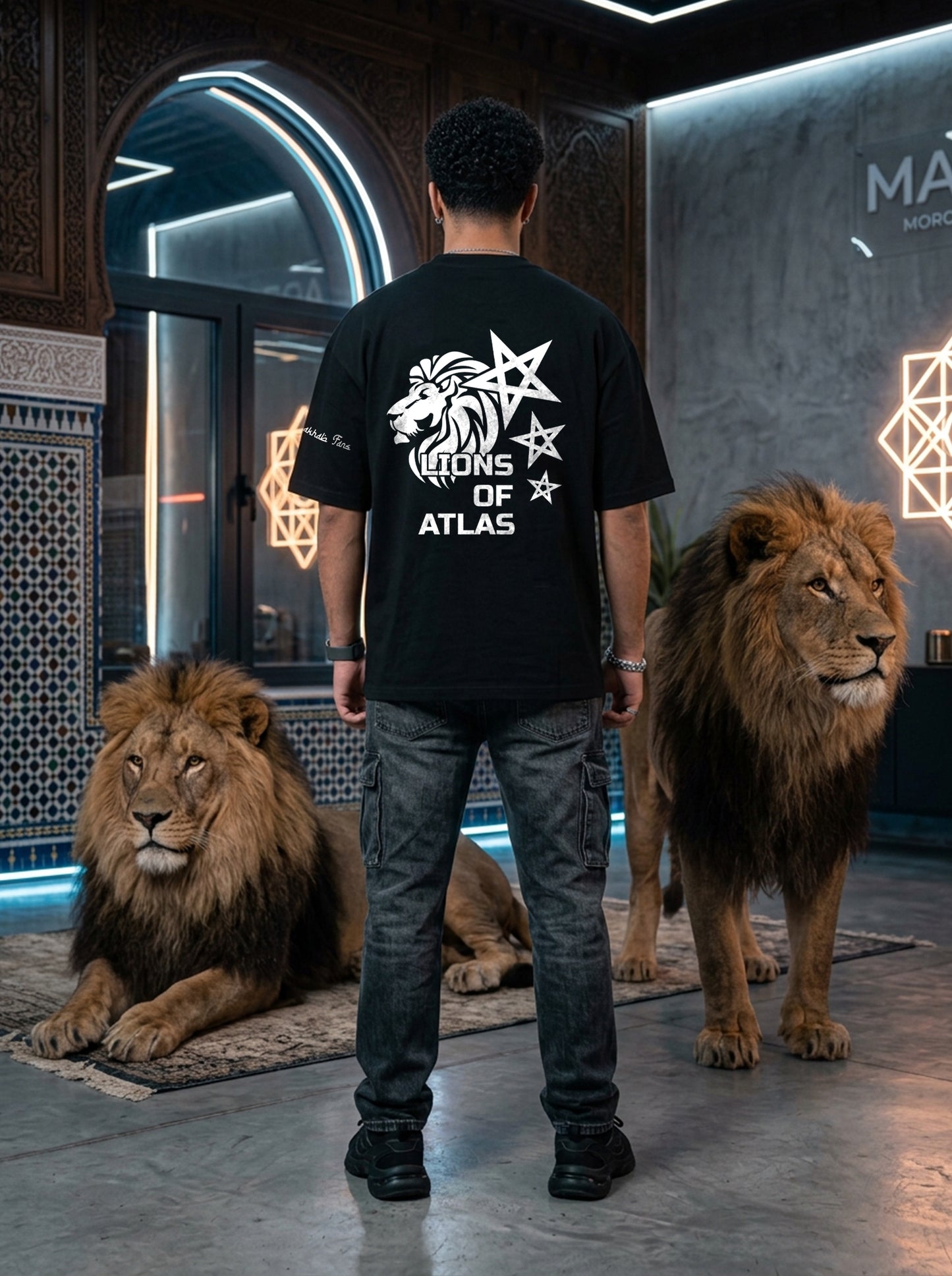 LIONS OF ATLAS OVERSIZE Unisex BLACK T-SHIRT