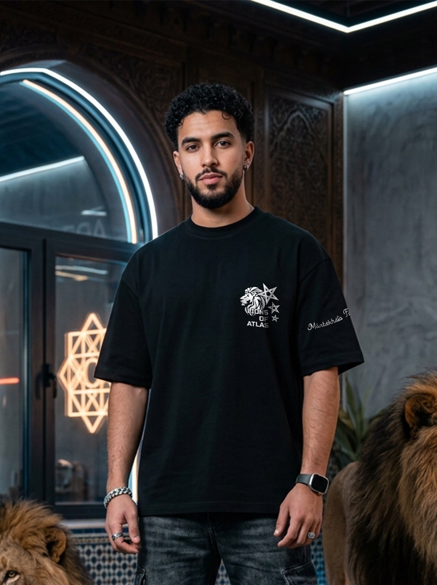LIONS OF ATLAS OVERSIZE Unisex BLACK T-SHIRT